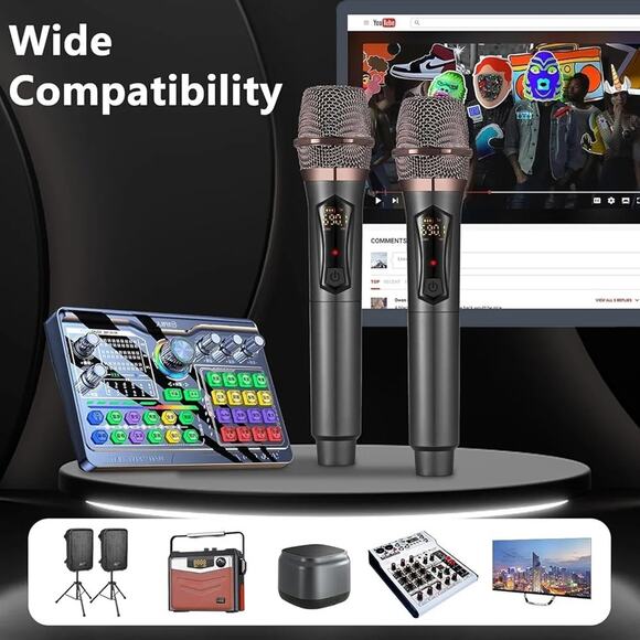 ALPOWL Wireless Microphones, Metal Dynamic Microphone System with... - Picture 5 of 10